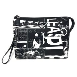 Prada Clutch Bag Pouch Comic Pattern Black And White Monotone